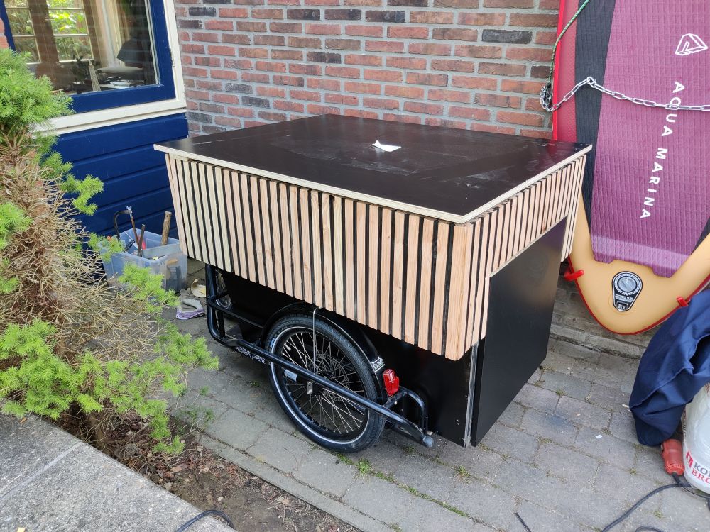 De mobiele espressobas maar nog niet in de lak.